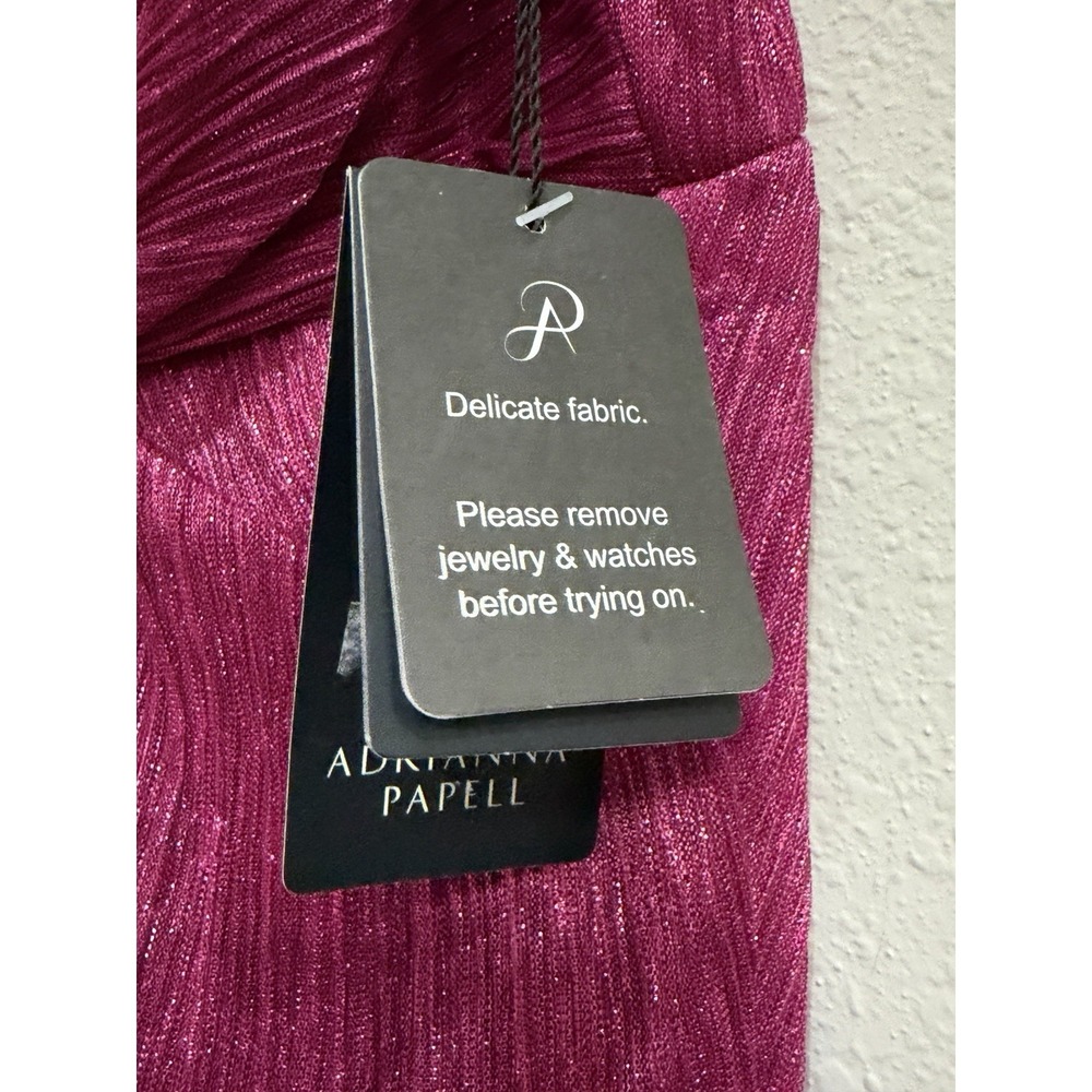 Adrianna Papell Stardust One-Shoulder Gathered Gown Magenta Pink Size 10 - Picture 9 of 16